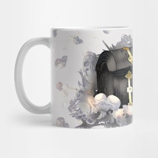 magical mimic chest surrounded by bones Mug